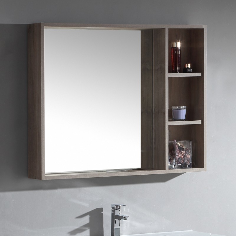 Armoire miroir salle de bain marron foncé 80 cm