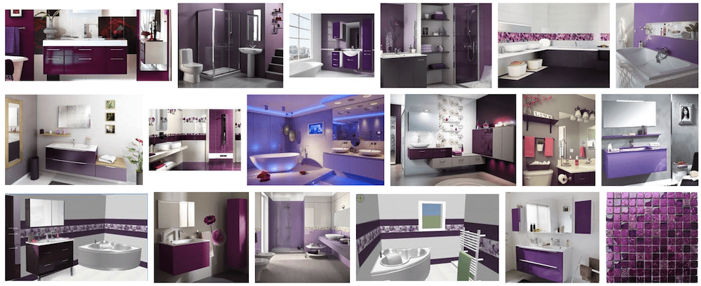 Décoration salle de bain violette